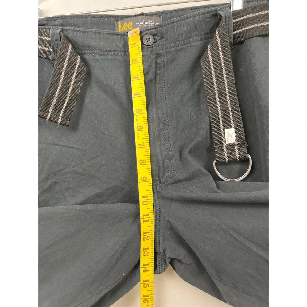Lee Cargo Shorts Mens 42 Black Belted Utility Classic New